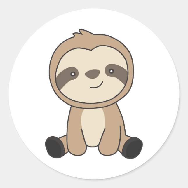 Sloth Cute Animals For Kids Funny Sloths  Classic Round Sticker (Front)