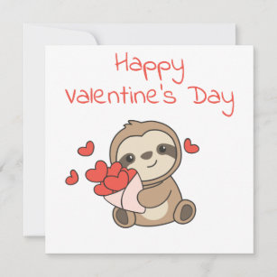 Sloth Cute Animals With Hearts Favourite Animal Holiday Card