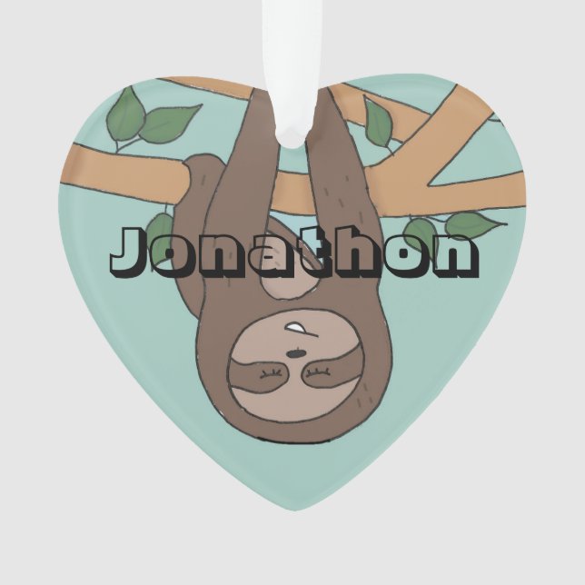 Sloth cute Christmas Childs Name Decoration (Front)