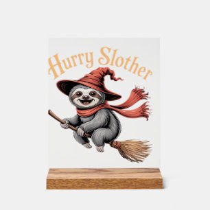Sloth Cute Halloween Witch Funny Essential T-Shirt Acrylic Sign