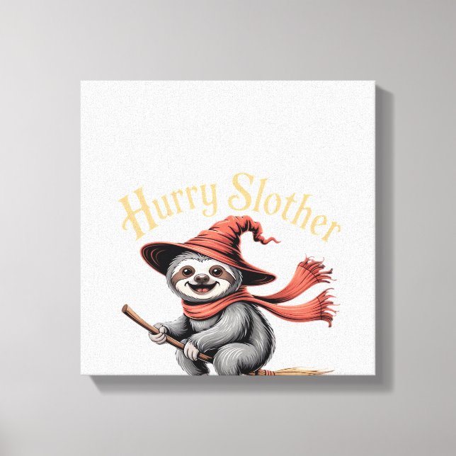 Sloth Cute Halloween Witch Funny Essential T-Shirt Canvas Print (Front)