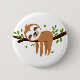 sloth, cute sloth, animal illustration 2 inch round button