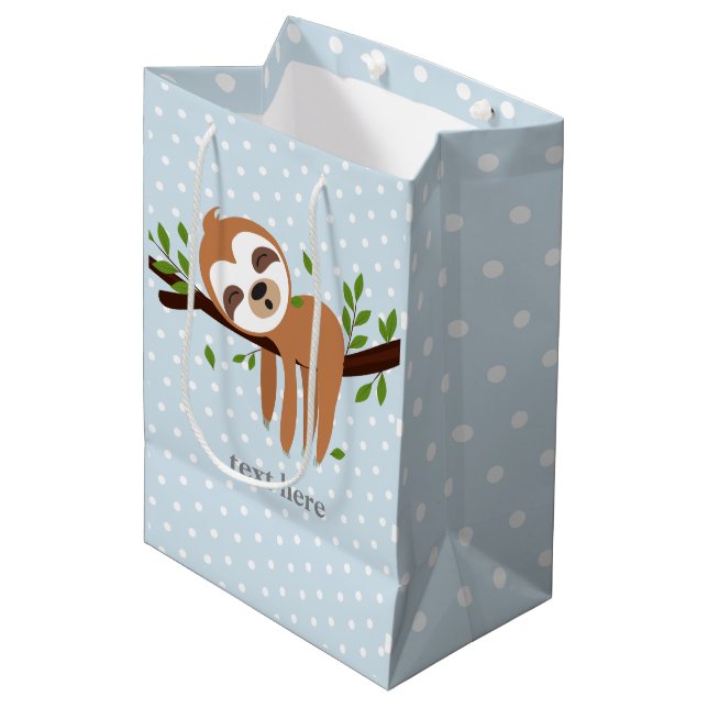 sloth, cute sloth, animal illustration medium gift bag (Front Angled)