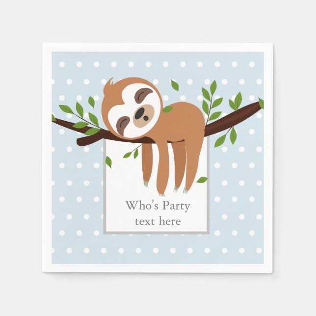 sloth, cute sloth, animal illustration napkin (Front)