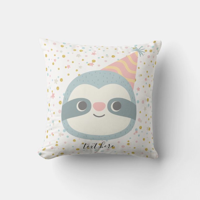 sloth, cute sloth, animal illustration throw pillow (Front)
