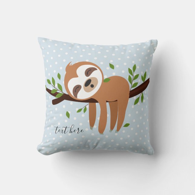 sloth, cute sloth, animal illustration throw pillow (Front)