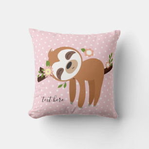 sloth, cute sloth, animal illustration throw pillow