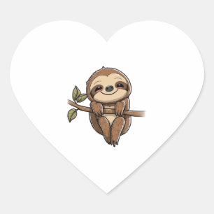 Sloth Cute Sloth Cute Cartoon Heart Sticker