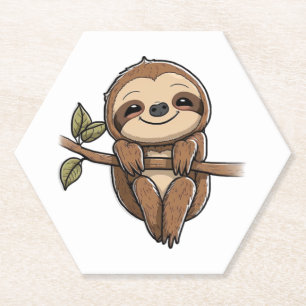 Sloth Cute Sloth Cute Cartoon  Paper Coaster