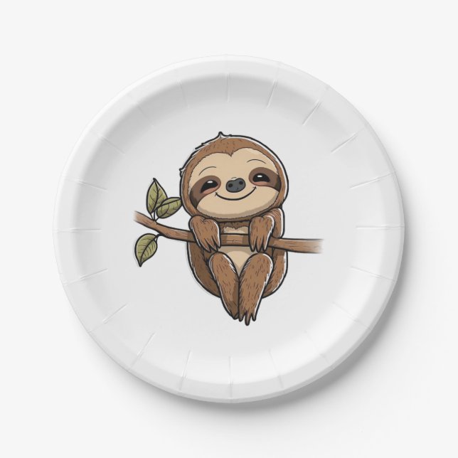 Sloth Cute Sloth Cute Cartoon  Paper Plate (Front)