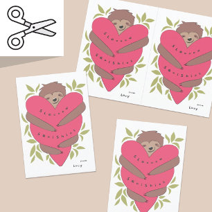 Sloth Cuttable Valentine Cards   Berry Red