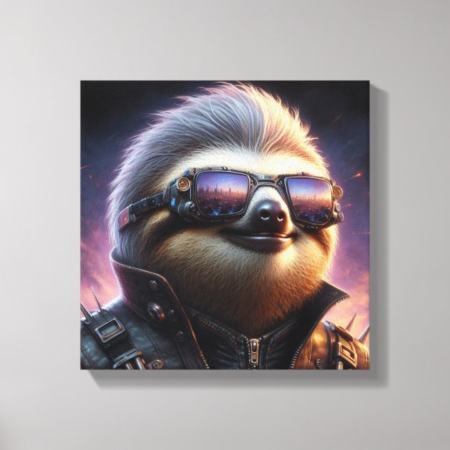 Sloth Cyberpunk Canvas Print (Front)