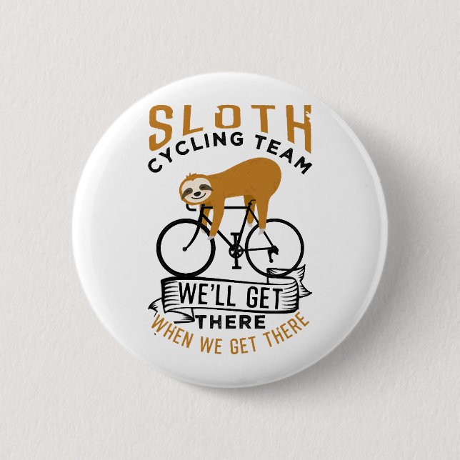 Sloth Cycling Team   2 Inch Round Button (Front)