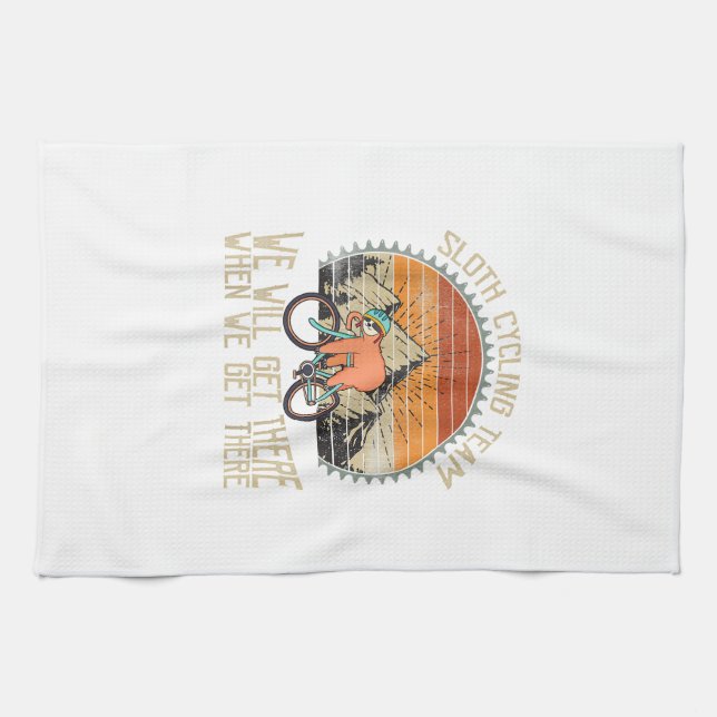 Sloth Cycling Team We Well Get There When We Get T Kitchen Towel (Horizontal)