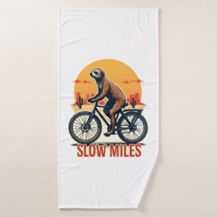 Sloth Cycling Vintage Adventure Mountain Ride Bath Towel