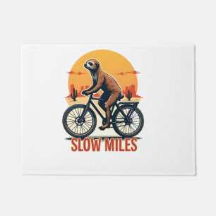 Sloth Cycling Vintage Adventure Mountain Ride Doormat