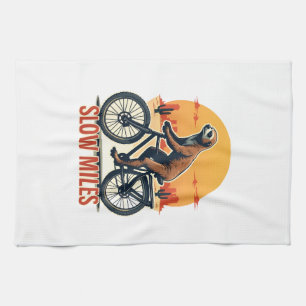 Sloth Cycling Vintage Adventure Mountain Ride Kitchen Towel