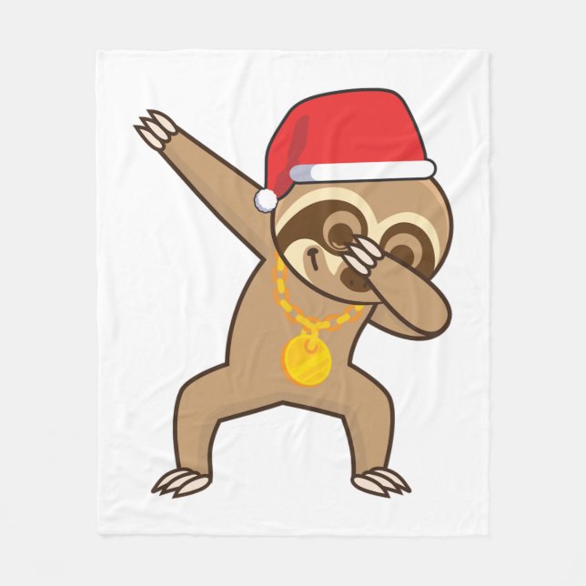 Sloth dab Sticker  Fleece Blanket (Front)