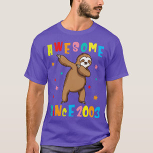 Sloth Dabbing Awesome Since 2003 Happy Birthday 17 T-Shirt