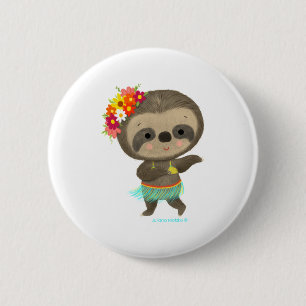 Sloth dancing hula 2 inch round button