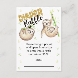 Sloth Diaper Raffle Card 3.5 x 5