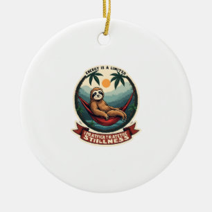 Sloth Dinosaur Vintage Retro Ride Graphic Ceramic Ornament