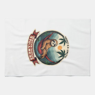 Sloth Dinosaur Vintage Retro Ride Graphic Kitchen Towel