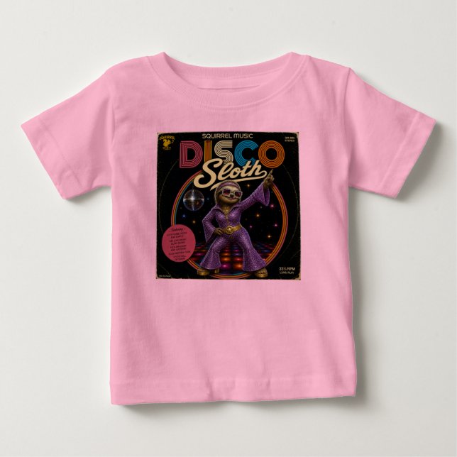 Sloth Disco Diva Baby T-Shirt (Front)