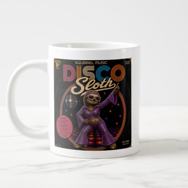 Sloth Disco Diva Large Coffee Mug (Left)