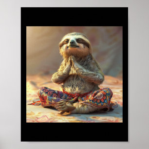 Sloth Doing Yoga, Funny Animal Hippie Yoga Poster