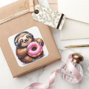 Sloth & Doughnut Chill Mode Square Sticker