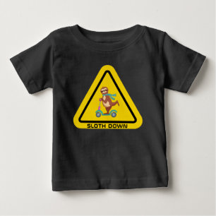 Sloth Down   Funny Sloth Riding Scooter Template Baby T-Shirt