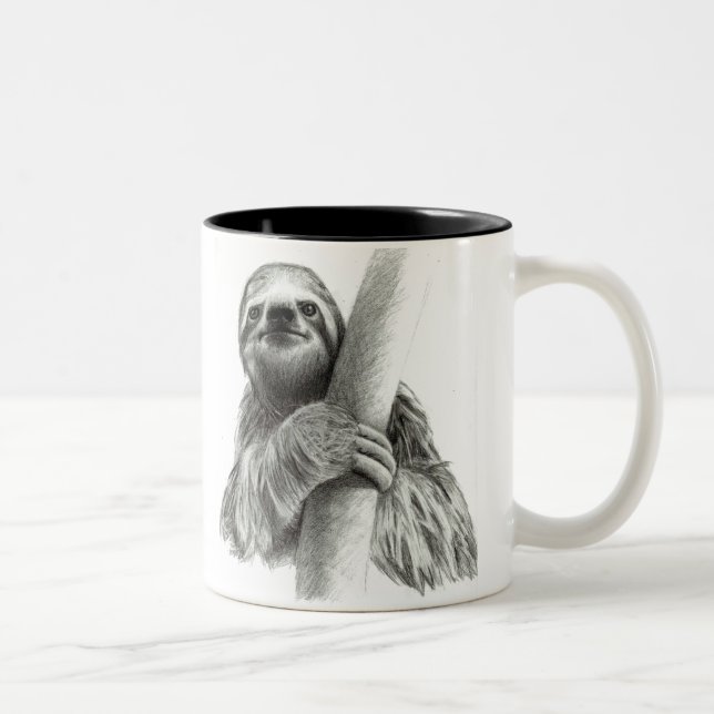 Sloth drawing background  Two-Tone coffee mug (Right)