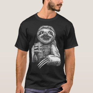 Sloth Drawing Coffee Work Office Colleague Animal T-Shirt