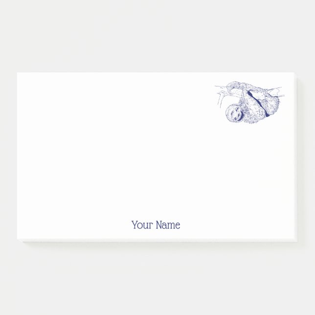 Sloth Drawing Lithograph #1 Blue Post-it Notes (Front)