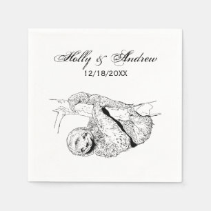 Sloth Drawing Lithograph #1 Napkin