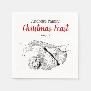 Sloth Drawing Lithograph #1 Napkin