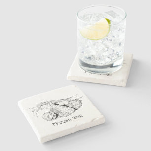 Sloth Drawing Lithograph #1 Stone Coaster