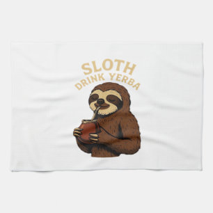 Sloth Drink Yerba � Funny Retro Vintage Sloth with Kitchen Towel