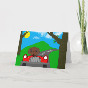 Sloth Drives a Car Birthday Card