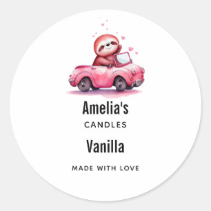 Sloth Driving a Pink Convertible Candle Business Classic Round Sticker