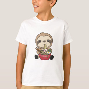 Sloth Eat Ramen Cute Kawaii Noodle Sloth T-Shirt