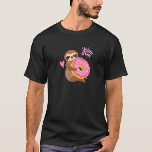Sloth Eating Donut Pink Cute Animal for Women and T-Shirt