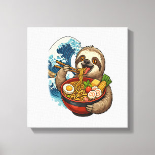 Sloth Eating Japanese Ramen Canvas Print