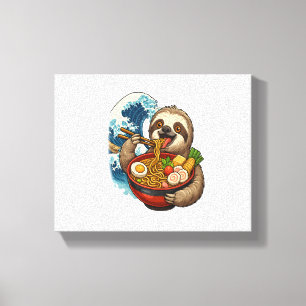 Sloth Eating Japanese Ramen Canvas Print