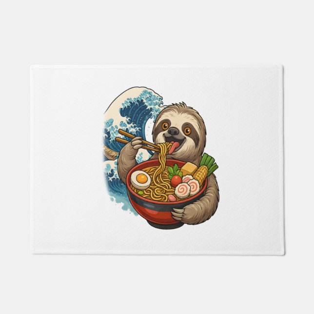 Sloth Eating Japanese Ramen Doormat (Front)