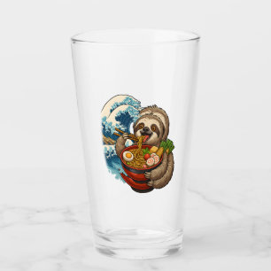Sloth Eating Japanese Ramen Glass