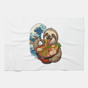 Sloth Eating Japanese Ramen Kitchen Towel