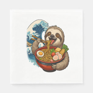 Sloth Eating Japanese Ramen Napkin