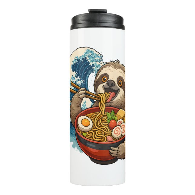 Sloth Eating Japanese Ramen Thermal Tumbler (Front)